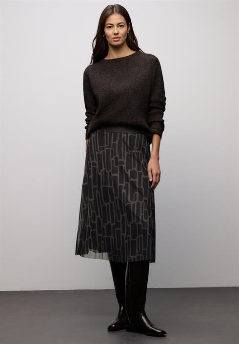 mesh-plissée-rock-mit-print-darkest-brown