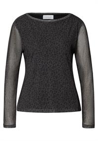 Mesh-Shirt mit Leo-Muster dark auburn brown