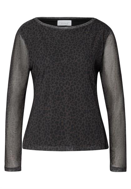 Mesh-Shirt mit Leo-Muster dark auburn brown
