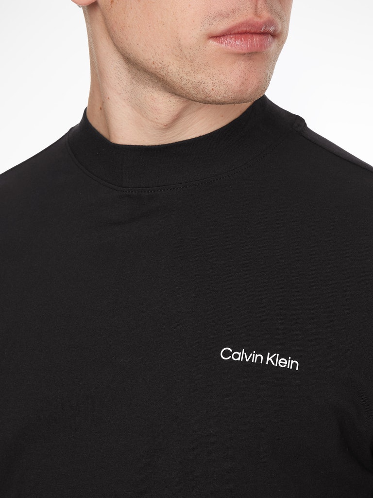 Calvin Klein Herren Longsleeve MICRO LOGO LS MOCK NECK T-SHIRT grey asphalt  bequem online kaufen bei | Rundhalsshirts