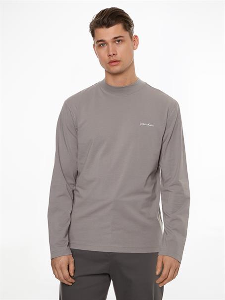 MICRO LOGO LS MOCK NECK T-SHIRT grey asphalt