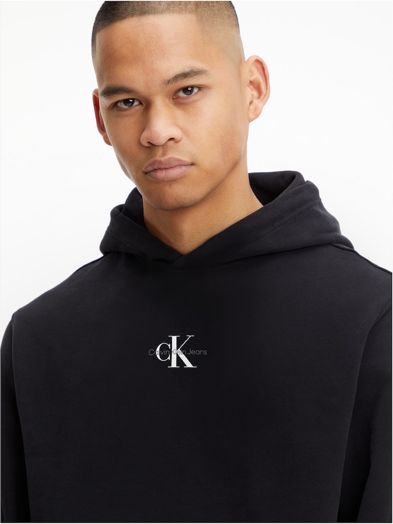 Calvin Klein Jeans Herren Sweatshirt MICRO MONOLOGO HOODIE ck black bequem online kaufen bei Tara M