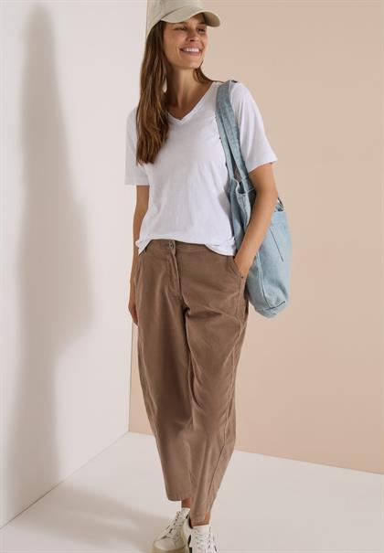Mid Waist Barrel Leg Hose im Casual Fit earthy taupe