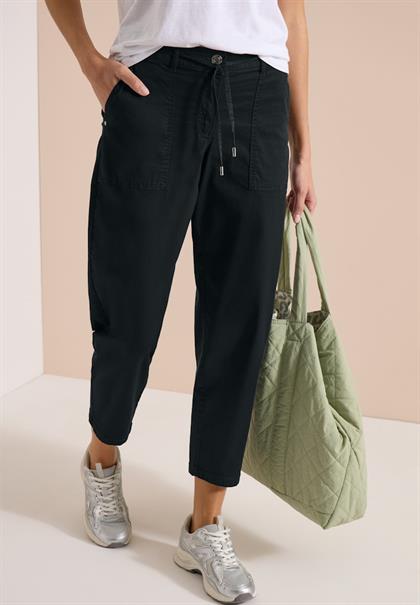 Mid Waist Barrel Leg Hose im Casual Fit palm breeze green