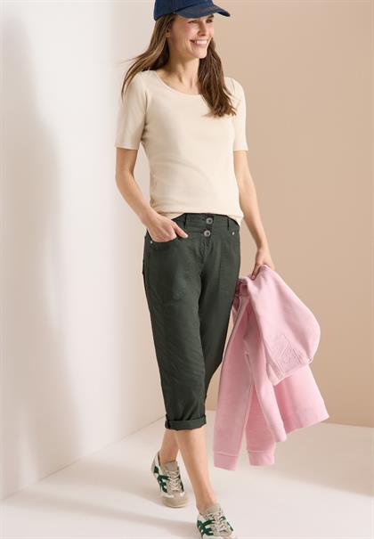 Mid Waist Casual Fit Hose mit Turn Up clear khaki