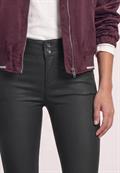 Mid Waist Hose im Slim Fit in Leder-Optik black
