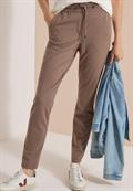 Mid Waist Slim Leg Hose im Casual Fit earthy taupe
