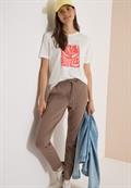 Mid Waist Slim Leg Hose im Casual Fit earthy taupe