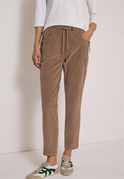 Mid Waist Slim Leg Hose im Casual Fit earthy taupe