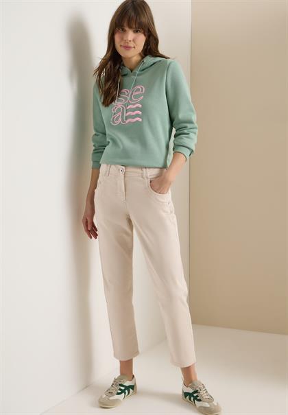 Mid Waist Slim Leg Hose im Casual Fit grain beige