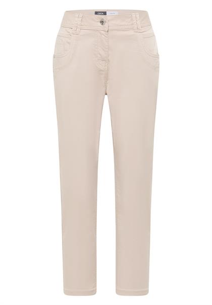 Mid Waist Slim Leg Hose im Casual Fit grain beige
