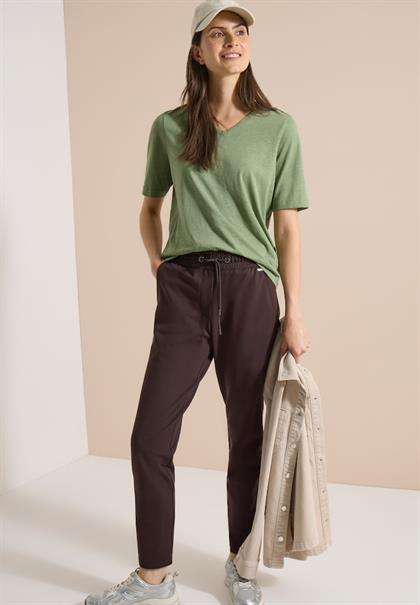 Mid Waist Slim Leg Hose im Casual Fit truffle brown