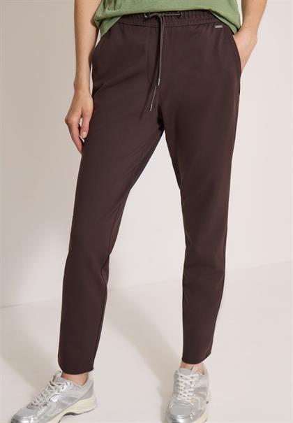 Mid Waist Slim Leg Hose im Casual Fit truffle brown