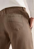 Mid Waist Slim Leg Hose im Loose Fit coffee taupe