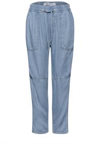 Mid Waist Slim Leg Hose im Washed-Look light blue soft wash
