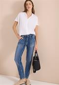 Mid Waist Slim Leg Jeans im Casual Fit mid blue used wash