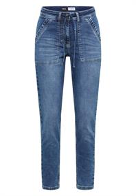 Mid Waist Slim Leg Jeans im Casual Fit mid blue used wash