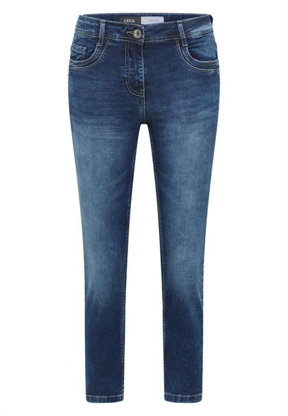 Mid Waist Slim Leg Jeans im Casual Fit mid blue used wash