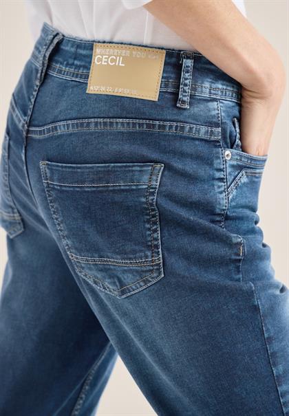 Mid Waist Slim Leg Jeans im Casual Fit mid blue used wash