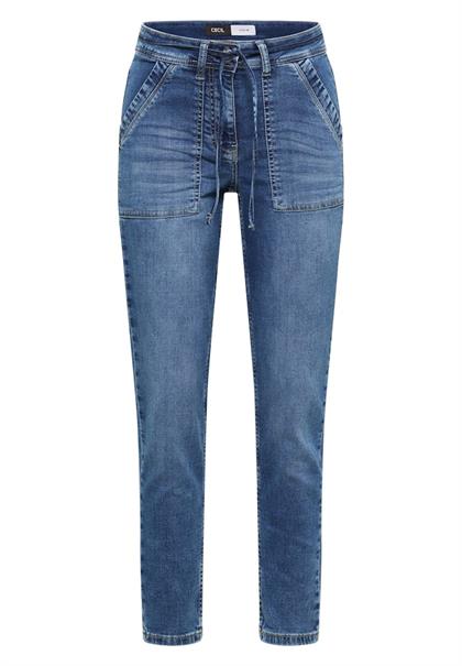 Mid Waist Slim Leg Jeans im Casual Fit mid blue used wash