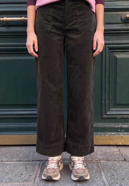 Mid Waist Wide Leg Hose im Casual Fit charred brown