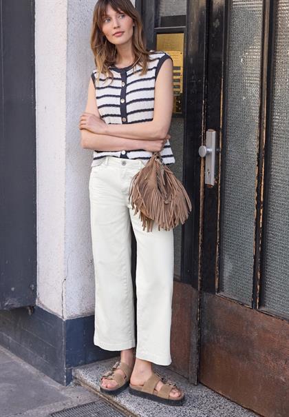 Mid Waist Wide Leg Hose im Casual Fit off white
