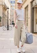 Mid Waist Wide Leg Hose im Leinen-Look stone sand