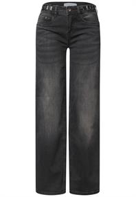 Mid Waist Wide Leg Jeans im Loose Fit black washed