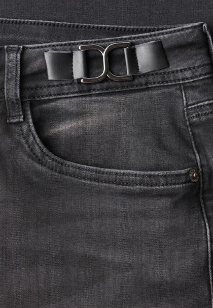 Mid Waist Wide Leg Jeans im Loose Fit black washed