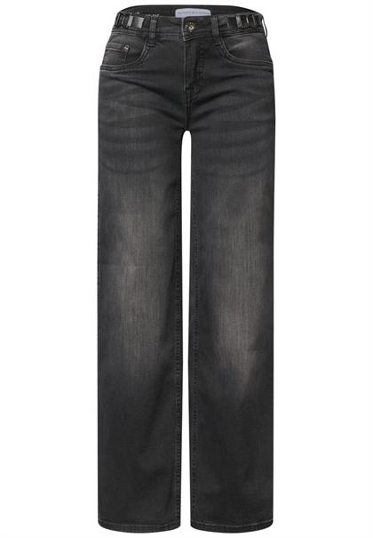 Mid Waist Wide Leg Jeans im Loose Fit black washed