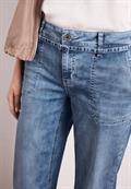 Mid Waist Wide Leg Jeans im Loose Fit mid blue random wash