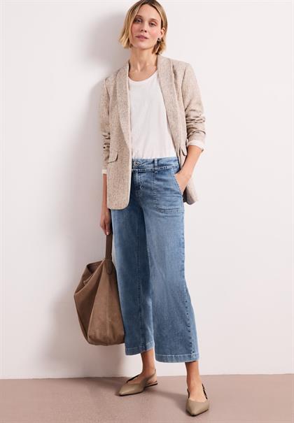 Mid Waist Wide Leg Jeans im Loose Fit mid blue random wash