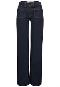 Mid Waist Wide Leg Jeans im Loose Fit rinsed blue washed