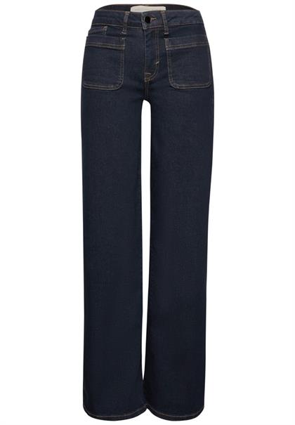 Mid Waist Wide Leg Jeans im Loose Fit rinsed blue washed