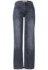 Mid Waist Wide Leg Jeans im Loose Fit steel grey washed