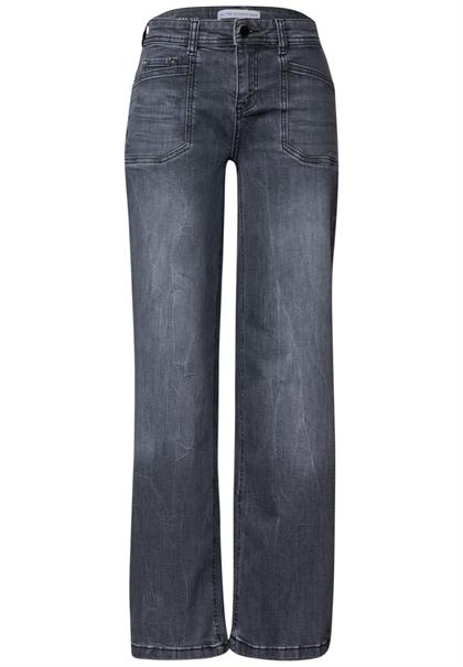 Mid Waist Wide Leg Jeans im Loose Fit steel grey washed