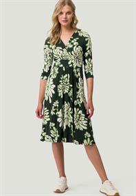 Midi Jerseykleid mit Blumendruck dark greengreen