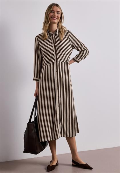 Midi-Kleid mit durchgehender Knopfleiste clay sand