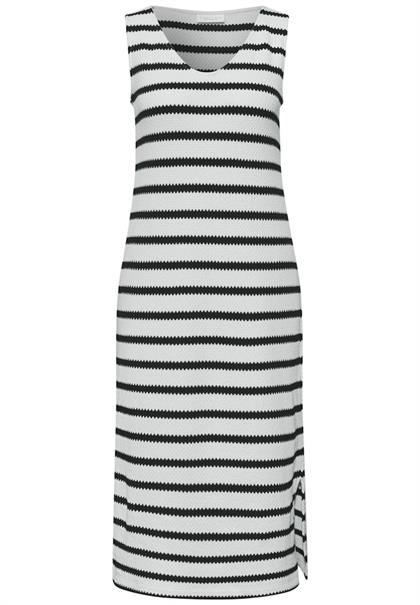 Midi-Kleid mit V-Neck und Streifen off white