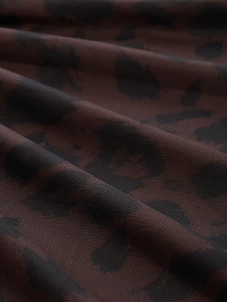 Midi-Meshkleid mit Muster brown black big leo print