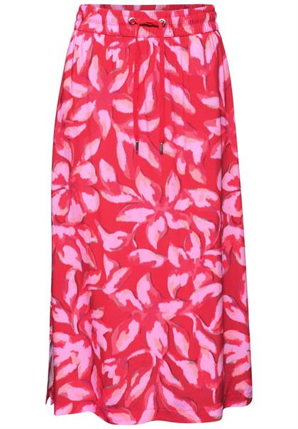 Midi-Rock mit Elastikbund und Print salsa red