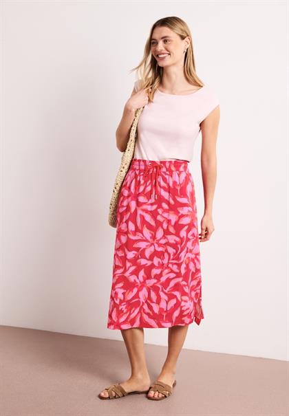 Midi-Rock mit Elastikbund und Print salsa red