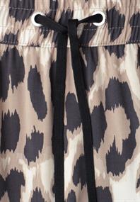 Midi-Rock mit Elastikbund und Print timeless beige