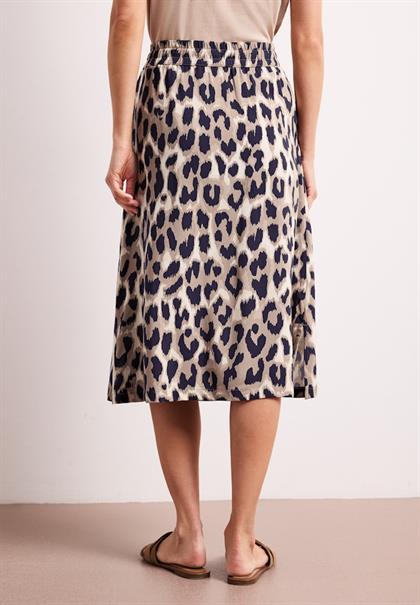 Midi-Rock mit Elastikbund und Print timeless beige
