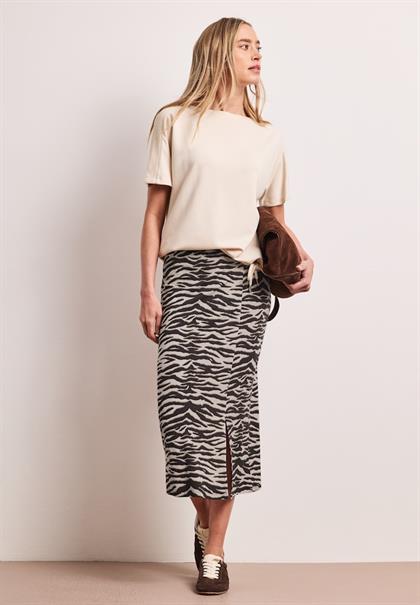 Midi-Rock mit Schlitz und Animal Print espresso brown