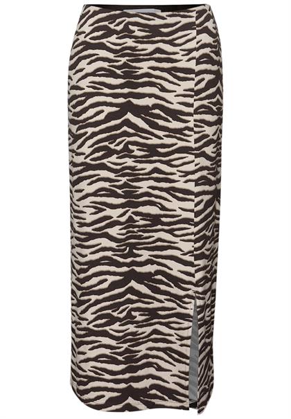 Midi-Rock mit Schlitz und Animal Print espresso brown