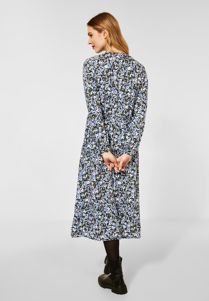Damen Kleid Viskose kaufen vintage blue dark online Street Kleid One Midi bequem bei