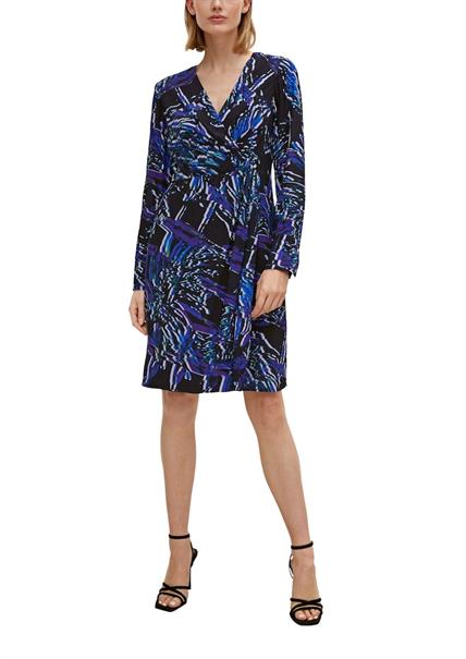 Midikleid mit Allover-Muster schwarz
