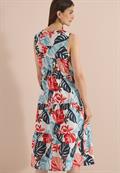 Midikleid mit V-Neck und Print light alabaster white