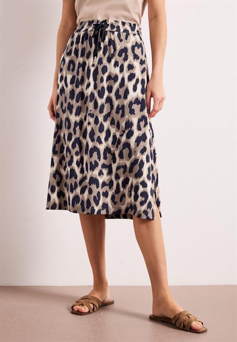 midirock-mit-elastikbund-und-print-timeless-beige